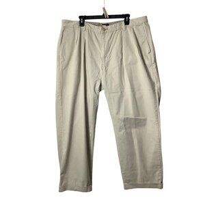 Tommy Hilfiger Khaki Pants Men Size 42x30 100% Cotton Straight Leg Tan Zip Up